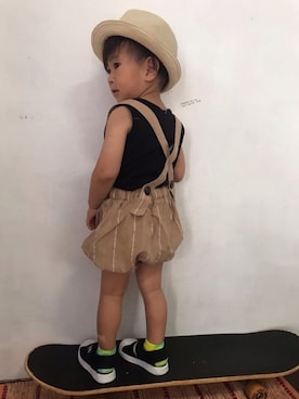 「LaStella（ラステラ）のアイテム」を使った、KeeeTさん（キッズ・80cm）の夏コーディネート