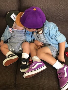 「Ocean&Ground（オーシャン&グラウンド）のアイテム（キャップ）」を使った、KeeeTさん（キッズ・80cm）の秋コーディネート