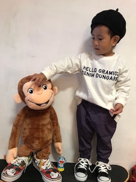 「no brand（ノーブランド）のアイテム（ハンチング/ベレー帽）」を使った、KeeeTさん（キッズ・90cm）の秋コーディネート