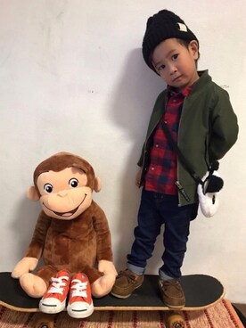 「BREEZE（ブリーズ）のアイテム（MA-1）」を使った、KeeeTさん（キッズ・90cm）の秋コーディネート