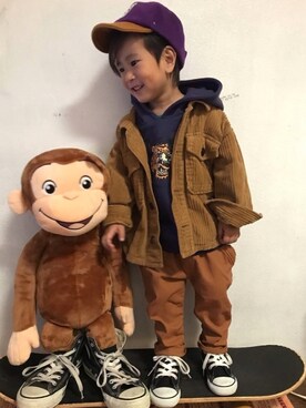 「Ocean&Ground（オーシャン&グラウンド）のアイテム（その他アウター）」を使った、KeeeTさん（キッズ・90cm）の冬コーディネート