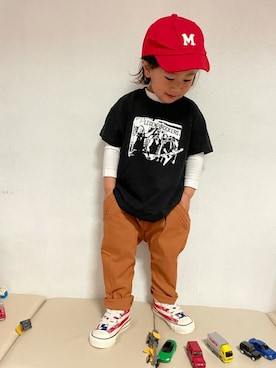 「ロックT」｜「アイテム（その他）」を使った、KeeeTさん（キッズ・90cm）の春コーディネート
