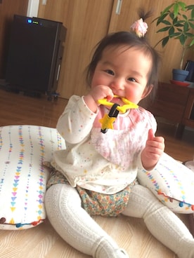 「Bijoux & Bee（ビジューアンドビー）のアイテム（パンツ）」を使った、がーるさん（キッズ・60cm）の冬コーディネート
