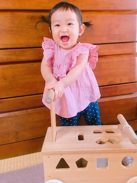 「Moujonjon（ムージョンジョン）のアイテム（レッグウェア）」を使った、がーるさん（キッズ・70cm）の夏コーディネート