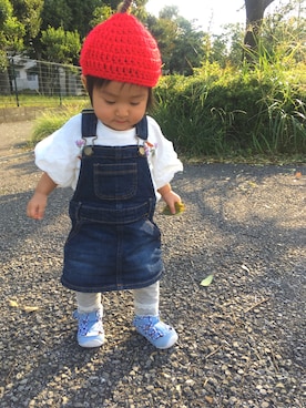 「1歳3ヶ月」｜「アイテム（その他）」を使った、がーるさん（キッズ・70cm）の秋コーディネート