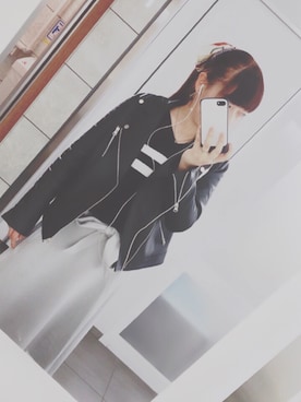 「Right-on（ライトオン）のアイテム（ライダースジャケット）」を使った、Luneさん（レディース・158cm）の秋コーディネート