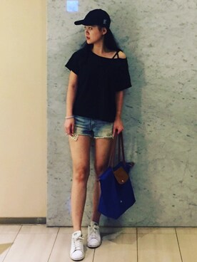 「8seconds（エイトセカンズ）のアイテム（帽子）」を使った、Jingさん（レディース・170cm）の春コーディネート