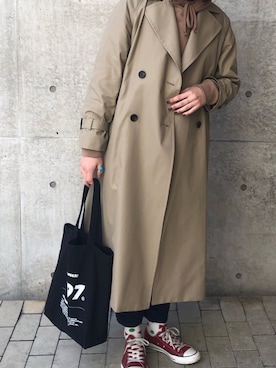 「BEAMS（ビームス）のアイテム（トレンチコート）」を使った、みんこさん（レディース・168cm）の春コーディネート