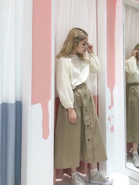 「トレンチスカート」｜m a n a eさん（レディース・152cm）の冬コーディネート