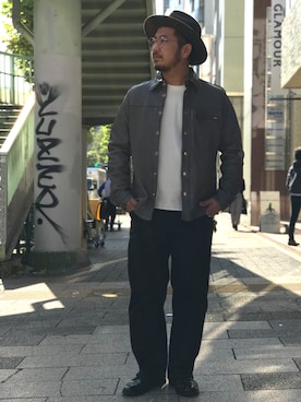 「秋冬」｜「アイテム（ライダースジャケット）」を使った、omata takayaさん（メンズ・172cm）の秋コーディネート