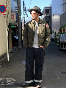 「SCHOTT」｜「アイテム（ミリタリージャケット）」を使った、omata takayaさん（メンズ・172cm）の冬コーディネート
