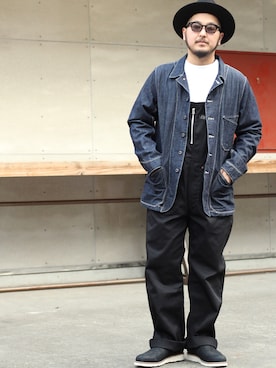 「SCHOTT」｜「アイテム（カバーオール）」を使った、omata takayaさん（メンズ・172cm）の冬コーディネート