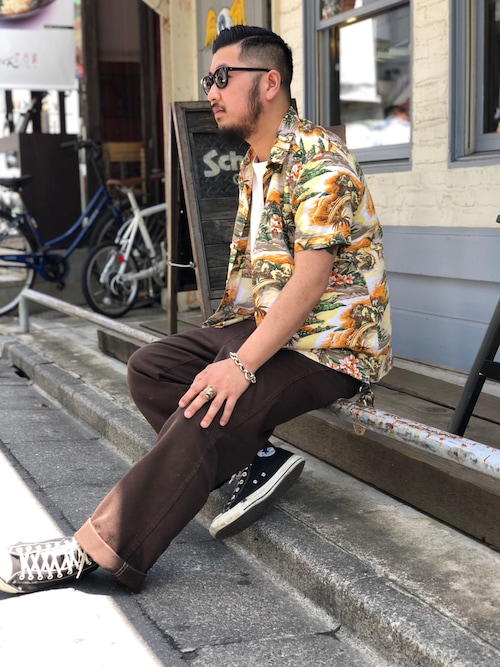 Schott 半袖 ハワイアン アロハシャツ RAINBO ブルー S ショット　アヴィレックス　サンサーフ　ハワイアン Schott(ショット) ⁄ SS HAWAIIAN SHIRT RAINBO⁄3185017⁄アロハシャツ⁄S
