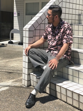 「柄シャツ」｜omata takayaさん（メンズ・172cm）の春コーディネート