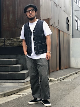 「schott(ショット)のアイテム(ベスト)」を使った、omata takayaさん(メンズ・172cm)の春コーディネート