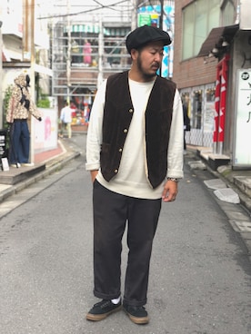 「アイテム（スウェット）」を使った、omata takayaさん（メンズ・172cm・20代）の秋コーディネート