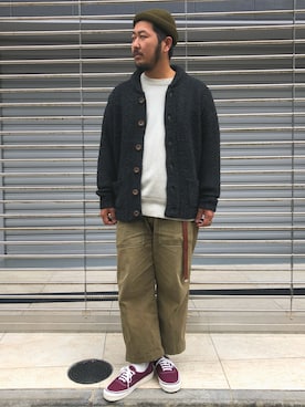 「アイテム（スウェット）」を使った、omata takayaさん（メンズ・172cm・20代）の秋コーディネート