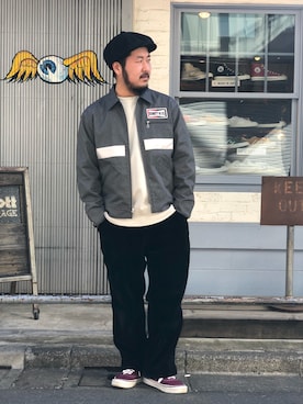 「アイテム（スウェット）」を使った、omata takayaさん（メンズ・172cm・20代）の冬コーディネート