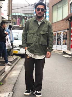 「SCHOTT」｜「アイテム（ニットキャップ/ビーニー）」を使った、omata takayaさん（メンズ・172cm）の春コーディネート