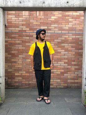 「schott(ショット)のアイテム(ベスト)」を使った、omata takayaさん(メンズ・172cm)の夏コーディネート