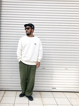 「アイテム（スウェット）」を使った、omata takayaさん（メンズ・172cm・20代）の秋コーディネート