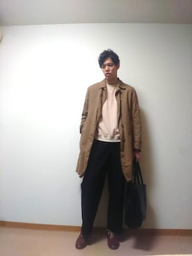 「SHIPS JET BLUE（シップスジェットブルー）のアイテム（ステンカラーコート）」を使った、llcさん（メンズ・178cm）の冬コーディネート