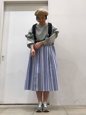 「CASIO」｜「アイテム（ハンチング/ベレー帽）」を使った、Konno Ayumiさん（レディース・167cm）の冬コーディネート