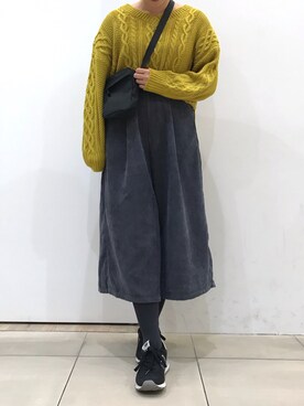 「イチョウ並木」｜「アイテム（ワンピース/ドレス）」を使った、Konno Ayumiさん（レディース・167cm）の冬コーディネート