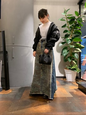 「リバーシブル」｜「アイテム（ミリタリージャケット）」を使った、Hanaさん（レディース・164cm）の夏コーディネート