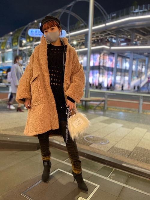 DIESEL ムートンコート ブラック/ベージュ　XL DIESELムートンジャケットディーゼル