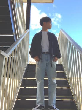 「プリーツ」｜「アイテム（ブルゾン）」を使った、TOSHIKI TSUCHIYAさん（メンズ・169cm）の秋コーディネート