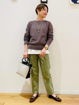 「green label relaxing（グリーンレーベルリラクシング）のFFC リング ハンドル 2WAY ショルダー バッグ（ショルダーバッグ、ブラック系）」を使った、erina.iさん（レディース・156cm）の冬コーディネート