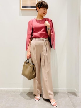 「green label relaxing（グリーンレーベルリラクシング）のFFC ミニ ショッピング 2WAY ショルダーバッグ（ショルダーバッグ、グレー系）」を使った、erina.iさん（レディース・156cm）の春コーディネート