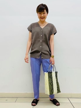 「green label relaxing（グリーンレーベルリラクシング）のFFC チェーン ショート ネックレス（ネックレス、ゴールド系）」を使った、erina.iさん（レディース・156cm）の春コーディネート