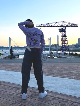 「STUSSY（ステューシー）のDesign Labs Ls Tee（Tシャツ/カットソー、パープル系）」を使った、MoMoNaさん（レディース・157cm）の春コーディネート