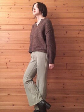 「SESTO（セスト）のストレッチフィットソックスブーツ（ブーツ）」を使った、りかさん（レディース・157cm）の冬コーディネート