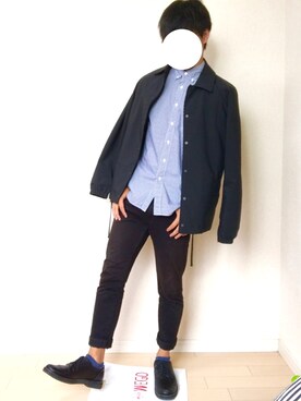「ZARA（ザラ）のコーチジャケット（ジャケット/アウター、ブラック系）」を使った、Jさん（メンズ・169cm）の秋コーディネート