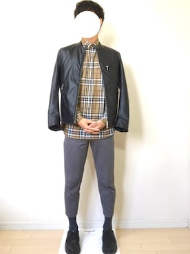 「オシャレパッソ」｜「アイテム（ライダースジャケット）」を使った、Jさん（メンズ・169cm）の秋コーディネート