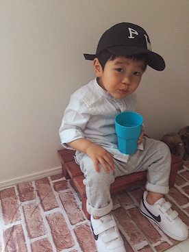 「OJISUN（オジサン）のアイテム」を使った、KANTAさん（キッズ・80cm）の夏コーディネート