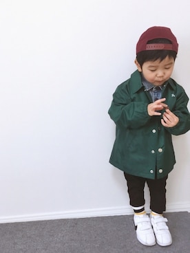 「green label relaxing（グリーンレーベルリラクシング）のアイテム（ナイロンジャケット）」を使った、KANTAさん（キッズ・80cm）の冬コーディネート
