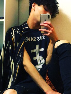 「UNIF（ユニフ）のアイテム（トップス）」を使った、O-KAさん（メンズ・172cm）の夏コーディネート