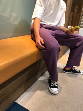 「usedのアイテム（パンツ、パープル系）」を使った、ケースケさん（メンズ・172cm）の夏コーディネート