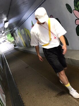 「WEGO（ウィゴー）のWEGO/LOWキャップ（キャップ、ホワイト系）」を使った、ケースケさん（メンズ・172cm）の夏コーディネート