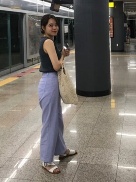 「8seconds（エイトセカンズ）のアイテム（パンツ）」を使った、miyukiさん（レディース・159cm）の夏コーディネート