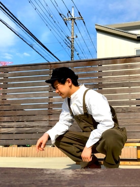 「BEAMS PLUS（ビームスプラス）のアイテム（オールインワン・サロペット）」を使った、マルさん（メンズ・163cm）の春コーディネート