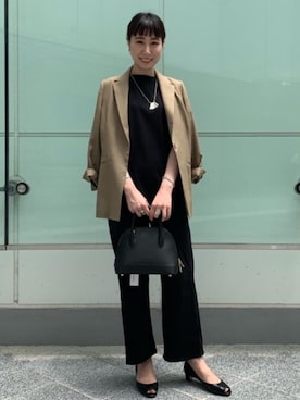 「ロングジャケット」｜「アイテム（アクセサリー）」を使った、motoyama10149さん（レディース・163cm）の夏コーディネート