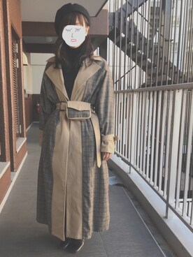 「AMERI」｜「アイテム（ハンチング/ベレー帽）」を使った、りさぽんさん（レディース・150cm）の秋コーディネート