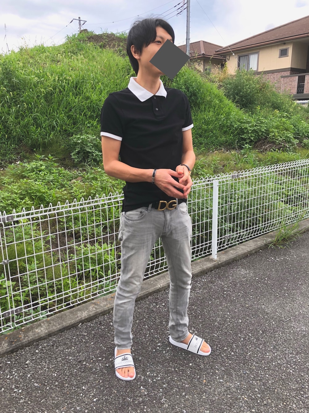「パパコーデ、大人カジュアル、休日スタイル、おしゃれさんと繋がりたい、大人コーデ」｜「DOLCE&GABBANAのアイテム（ベルト、ゴールド系）」を使った、Harukanaさん（レディース・155cm）の夏コーディネートの1枚目の写真