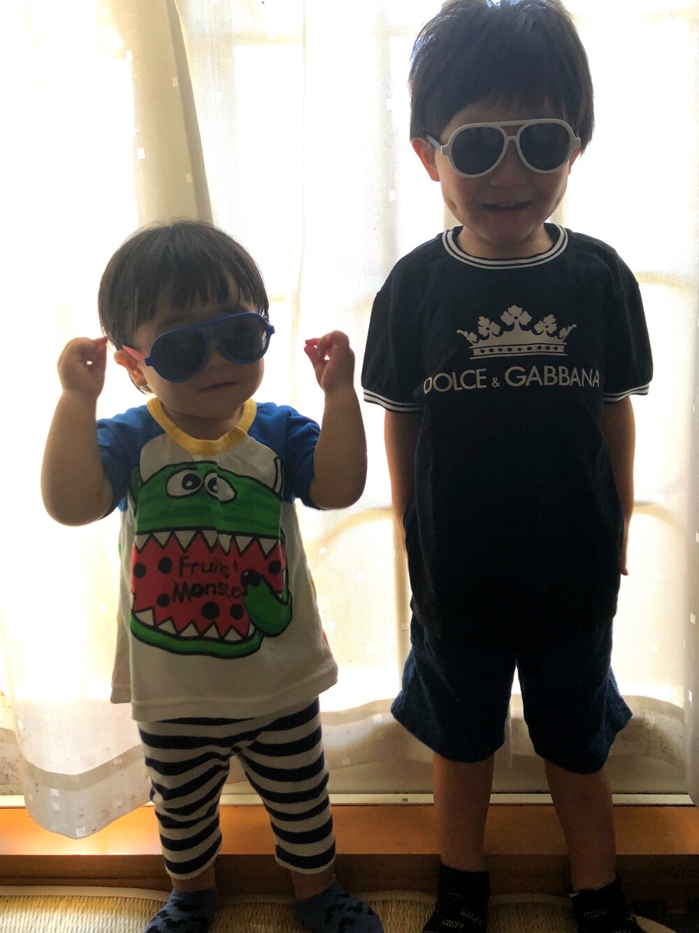 「今日のコーデ、こどもコーデ、子供服、兄弟コーディネート、仲良し」｜「PARTY PARTYのアイテム（Tシャツ/カットソー、その他）」を使った、Harukanaさん（レディース・155cm）の夏コーディネートの1枚目の写真
