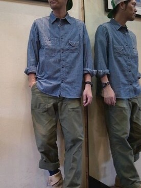 「WORKERS（ワーカーズ）のアイテム（トップス）」を使った、gigileさん（メンズ・180cm）の夏コーディネート